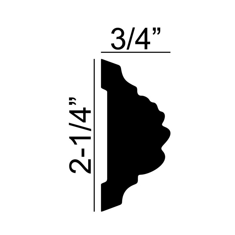 2-1/4 in x 3/4 in x 6 in Long Leaf Polyurethane Panel Moulding Sample