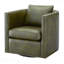 Fauteuil d'appoint cylindrique à fonction rotative - vert recouvert de cuir synthétique pour patio extérieur-1194396549