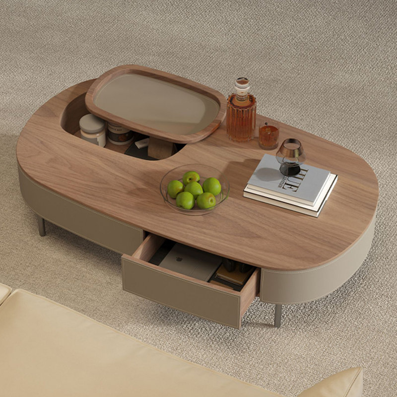 Light luxury high-end saddle leather coffee table