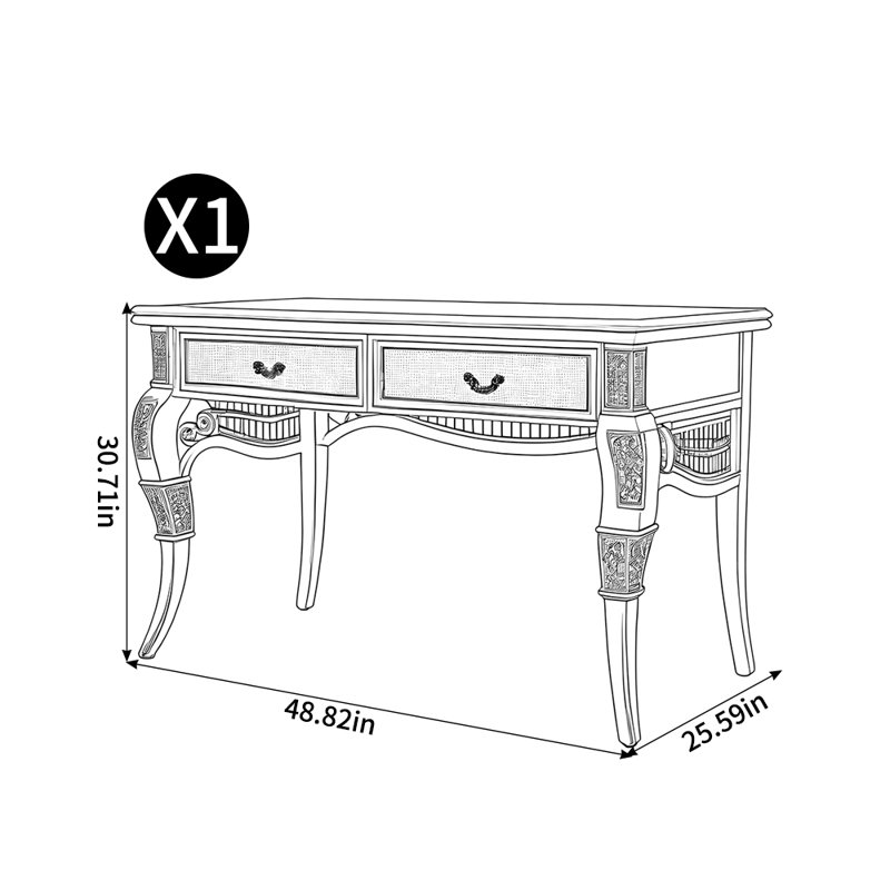 Bureau en rotin luxueux de style chinois