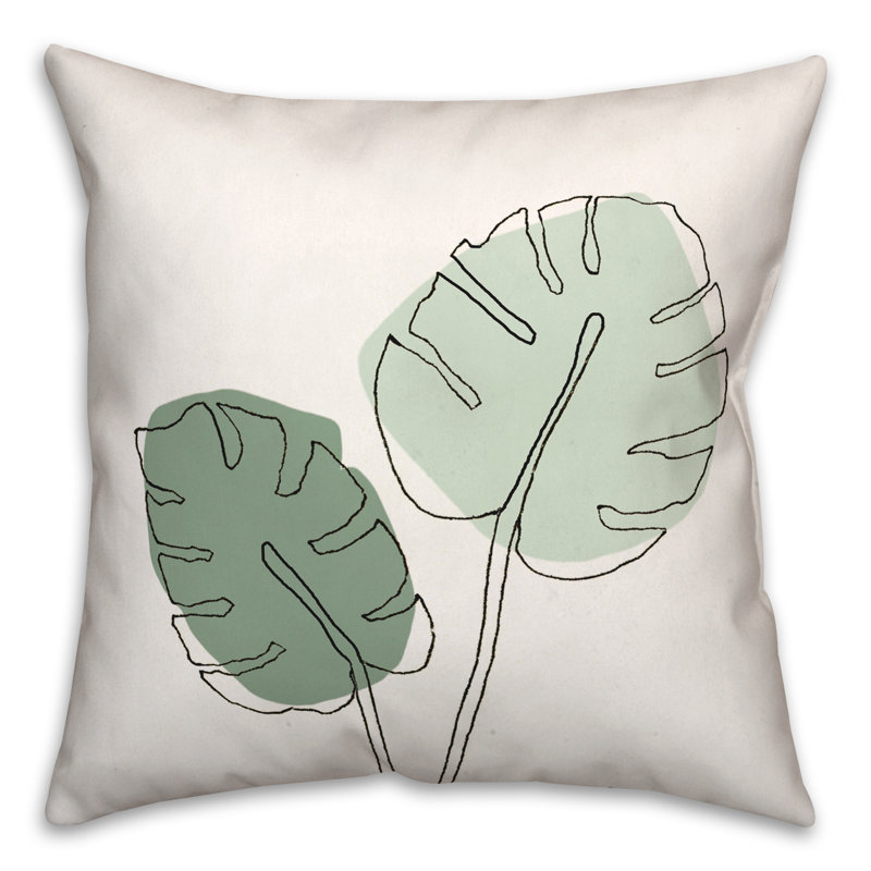  Housse et insert de coussin carré à motif de feuilles S croquis Monstera