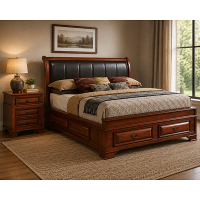 Ensemble de chambre avec lit double et rangement en faux cuir Beek Oak