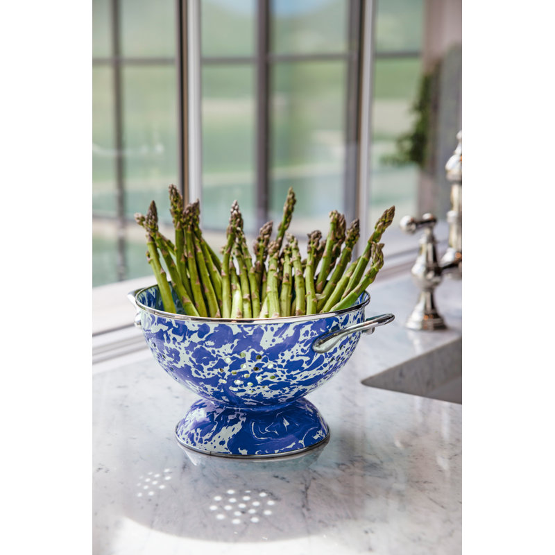 Swirl Stainless Steel Colander, 6.5" H x 11" W x 11" D, Solid White Textured