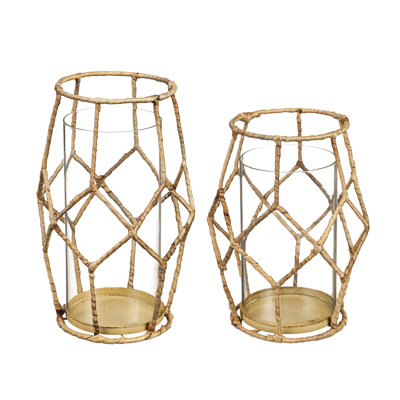 Set of 2 10.5 " Glass Lantern