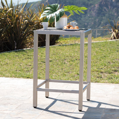 Table de bar d'extérieur en aluminium 43 po avec plateau en rotin PE