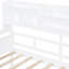 Lit de jour simple avec finition blanche, tablettes de chevet, support en lattes de bois et deux tiroirs sous le lit-254272628-254272627