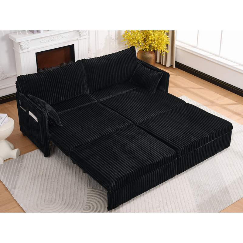73'' Upholstered Sleeper Sofa, Black