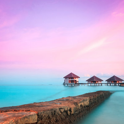 Over Water Bungalow - Wrapped Canvas Print