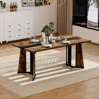 70.9"Rectangular Dining Table Large Dining Table, Waterproof Large Desk For 8 People, Deluxe Family Dining Table With Adjustable Legs