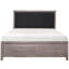 Chambre à coucher Lit double gris brunâtre avec similicuir-1071031316