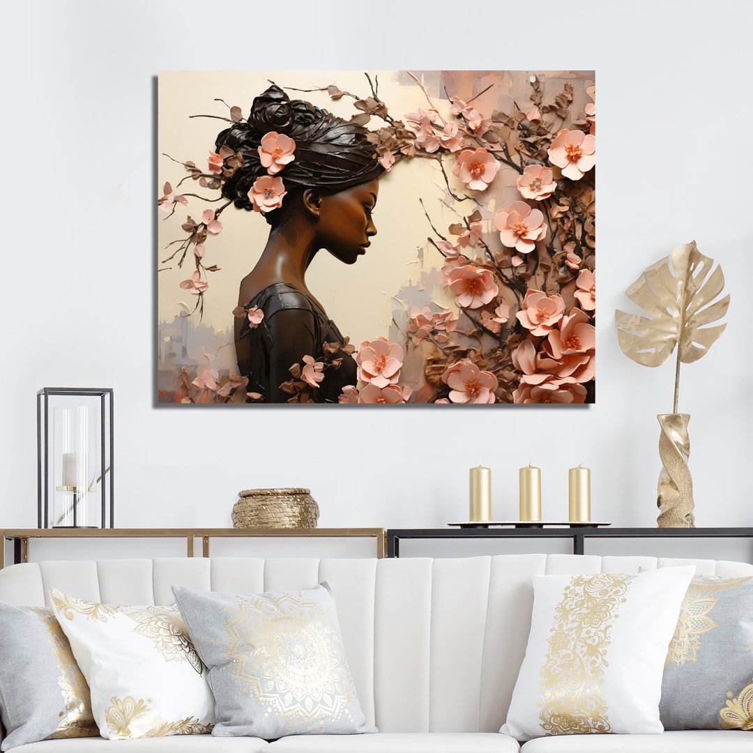 Gold and pink African american floral dance - Woman African Wall Decor Winston Porter Overall