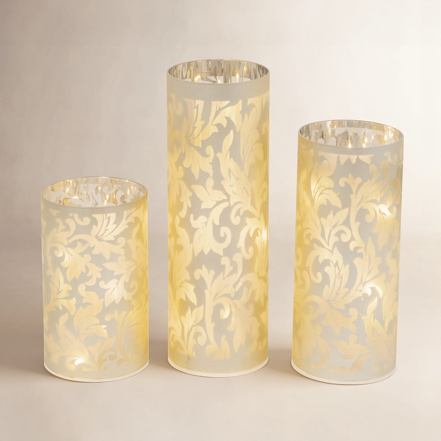 Lighted Glass Luminary Set with Timer