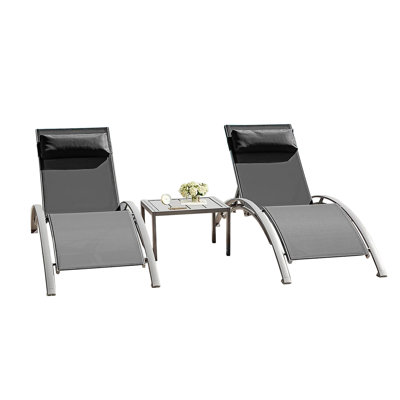 Pool Lounge Chairs Set Of 3 (2 Lounge Chairs+1 Table)