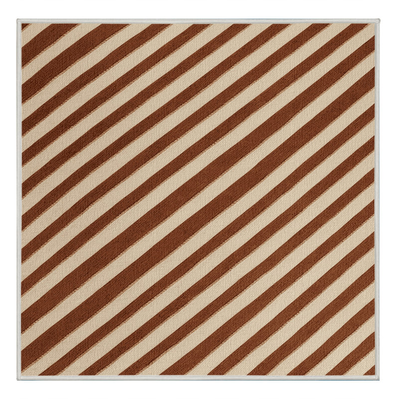  Tapis lavable rayé crème et cannelle, Carré 5 pi