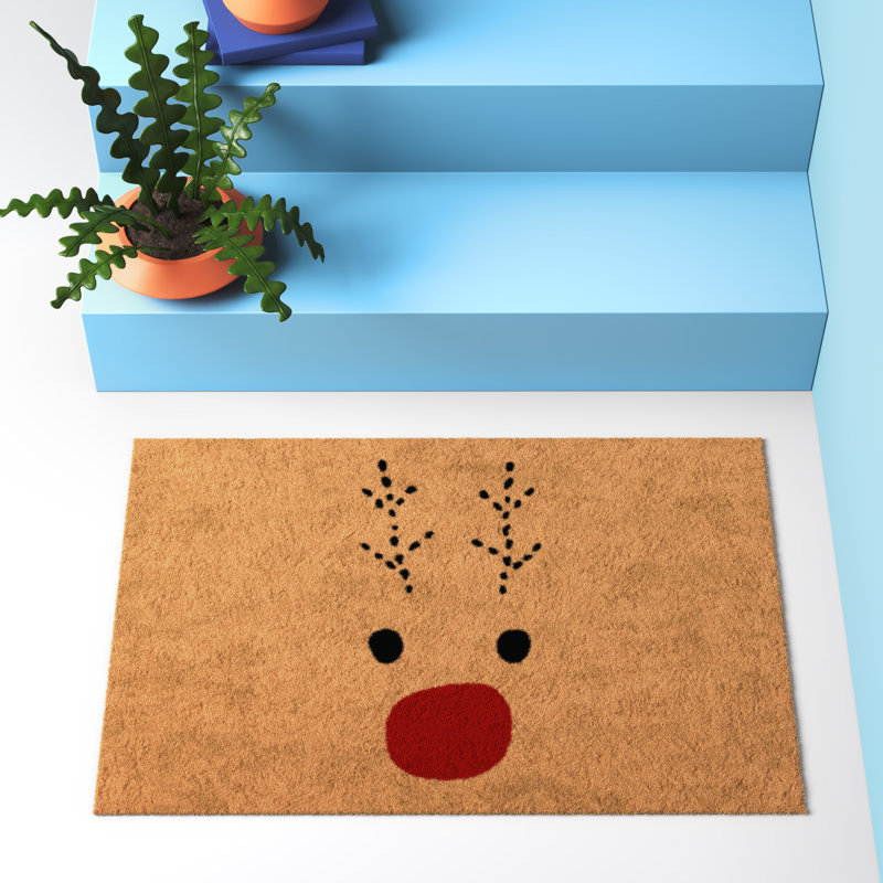 Bertrand Reindeer Non-Slip Coir Doormat, 1'5" x 2'5"