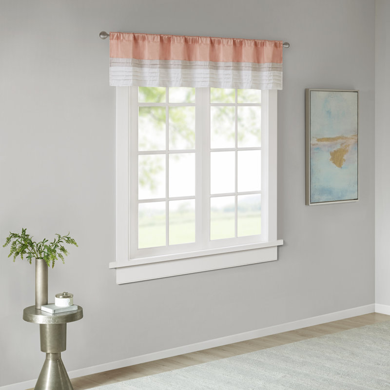 Coral and Ivory Faux Silk Pintuck Window Valance
