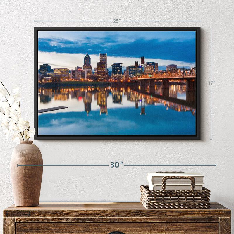 «Willamette River In Portland», reproduction sur toile, H 17 po x l 25 po