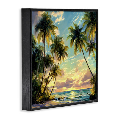 Coucher de soleil sur la plage, palmiers, estampe numérique, design by Creative Studio