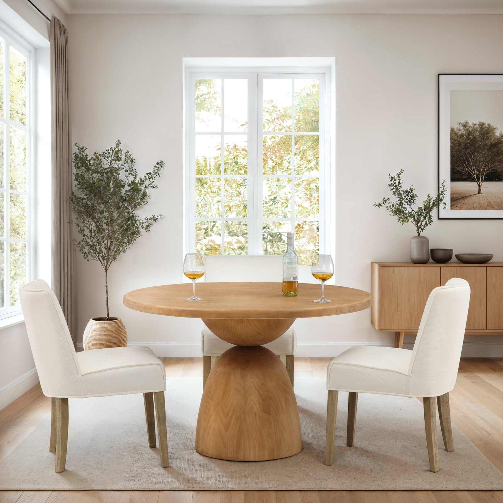 Saria Round Dining Table, Natural, 30'' H x 48" L x 48" W