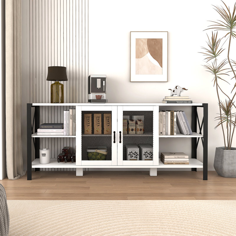 TV Stands For Living Room, Industrial TV Stand For Bedroom Furniture, Farmhouse TV Stand Television Stand , Modern Horizontal Wood And Metal Open Bookshelf