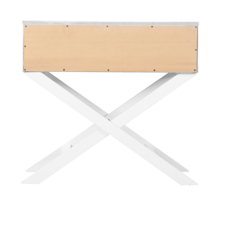 Table de chevet blanche avec finition moderne - Accessoire de chambre à coucher peu encombrant pour la texture