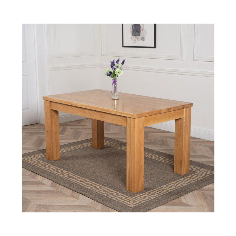 Anayansi Oak Rectangular Wood Top Dining Table with Wood Base, 77"H x 152"L x 87"W