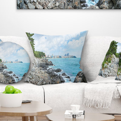 Landscape Printed Pathway along the Coast of Dogbane Pillow