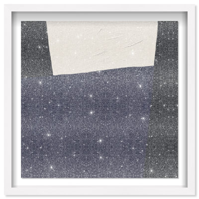 In Blue II Shadowbox Abstract Print by Oliver Gal, Black Frame, 12 x 12