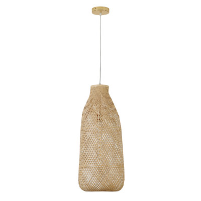 Chiquita 1-Light Bamboo Wood Weaved Pendant