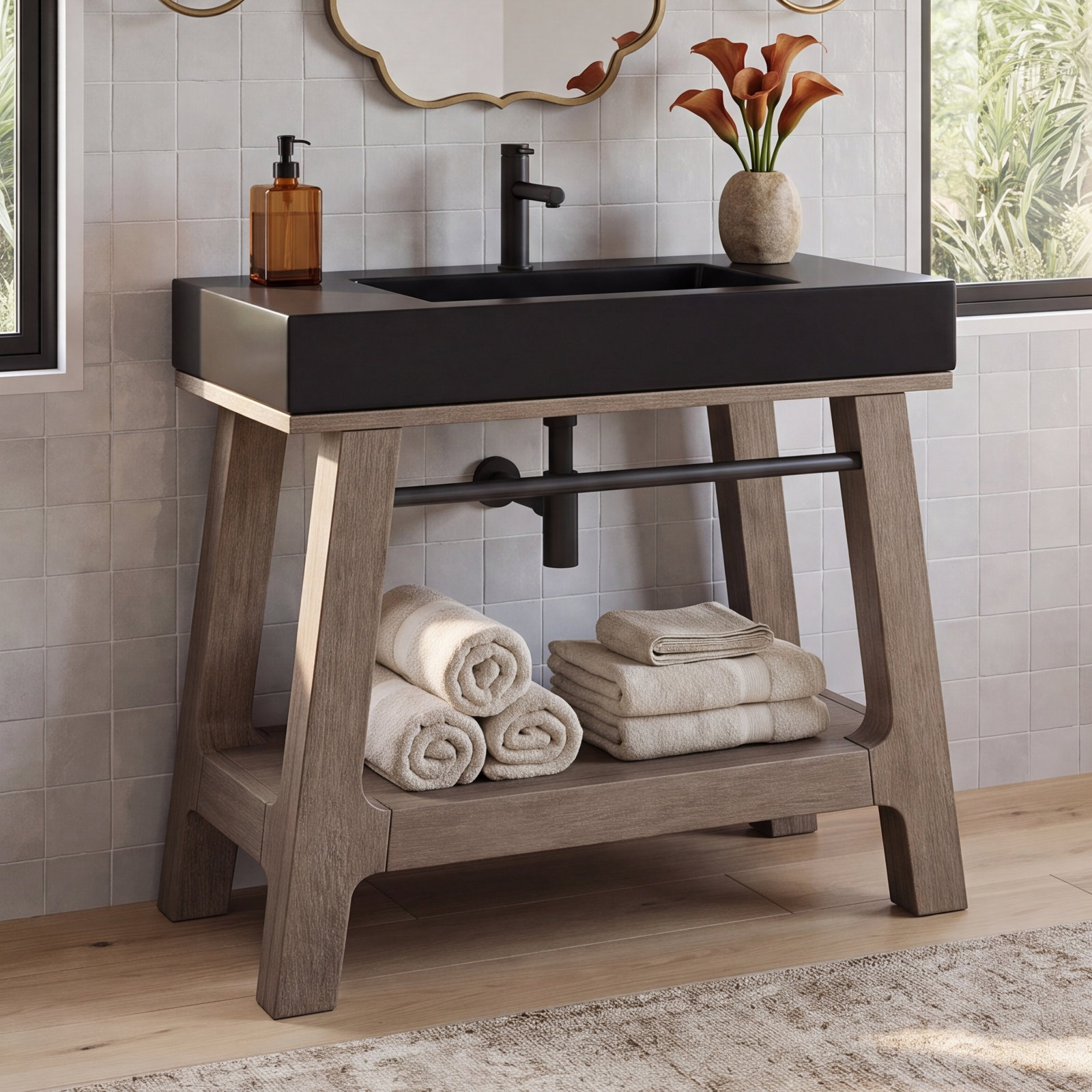 Auburn 36" Single Bathroom Vanity, Matte Black