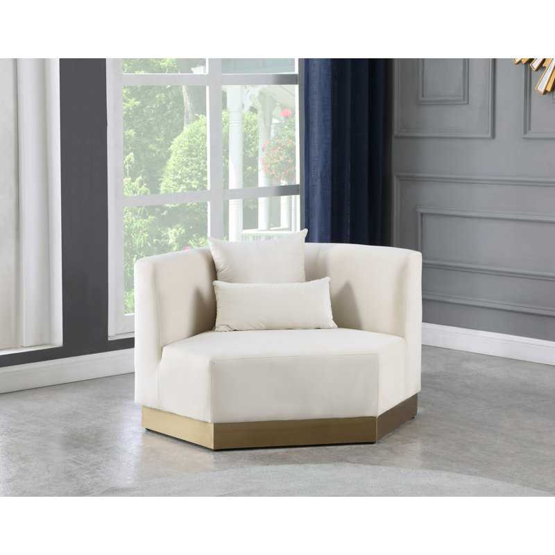 Fauteuil en velours de 47,75 po Marquis, Velours crème