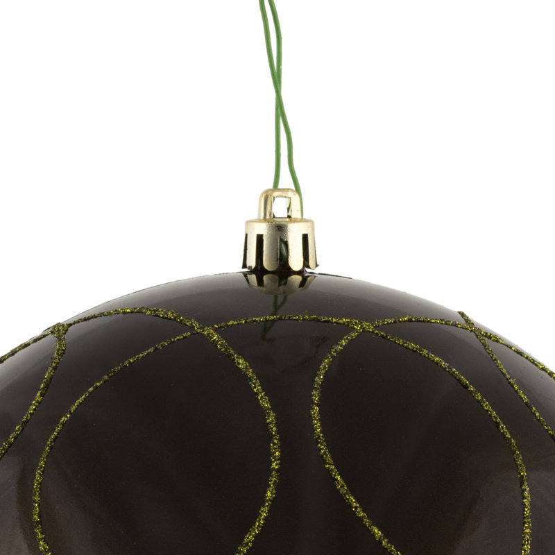Candy with Circle Glitter Pattern Ball Ornament, Olive