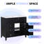 Meuble-lavabo simple sur pied 36 po avec comptoir en céramique, tiroirs et tablette réglable-1397757876