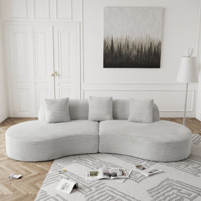 Elegant Corduroy U-Shape Sofa with Spring Cushions for Living Room, No Assembly Required