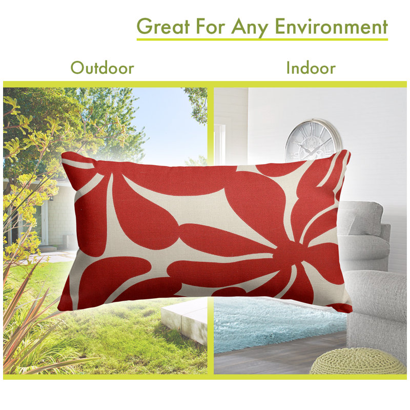 Red and White Polyester Indoor/Outdoor Decorative Throw Pillow