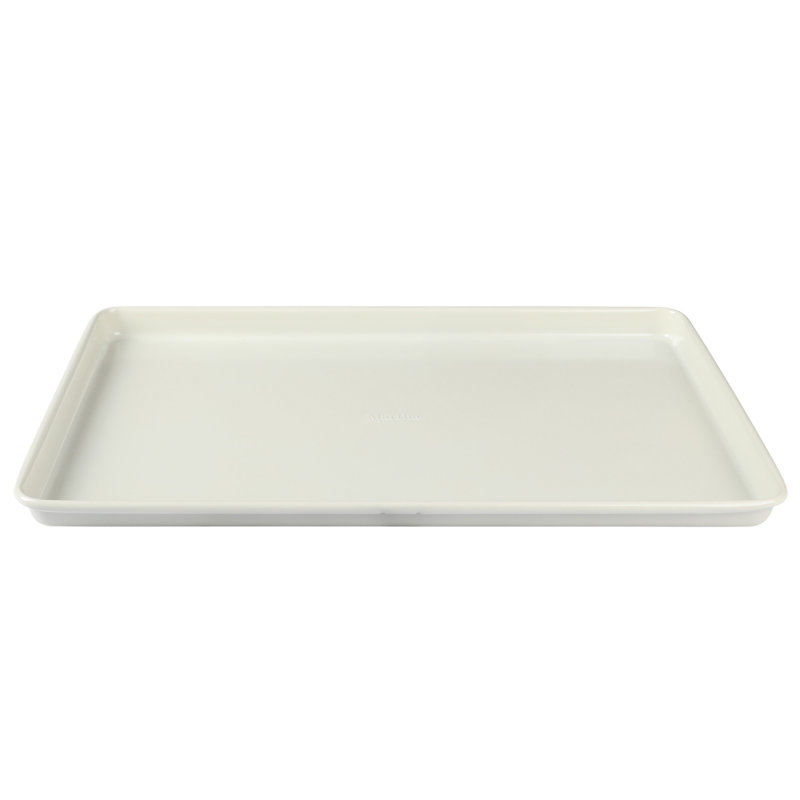 Martha Stewart 3-Piece Cookie Sheet Set – 13in, 15in, 17in Baking Pans, Ceramic Nonstick, PFA-Free, Carbon Steel – Oven Safe to 450°F, Warp-Resistant, Easy to Clean - Linen White