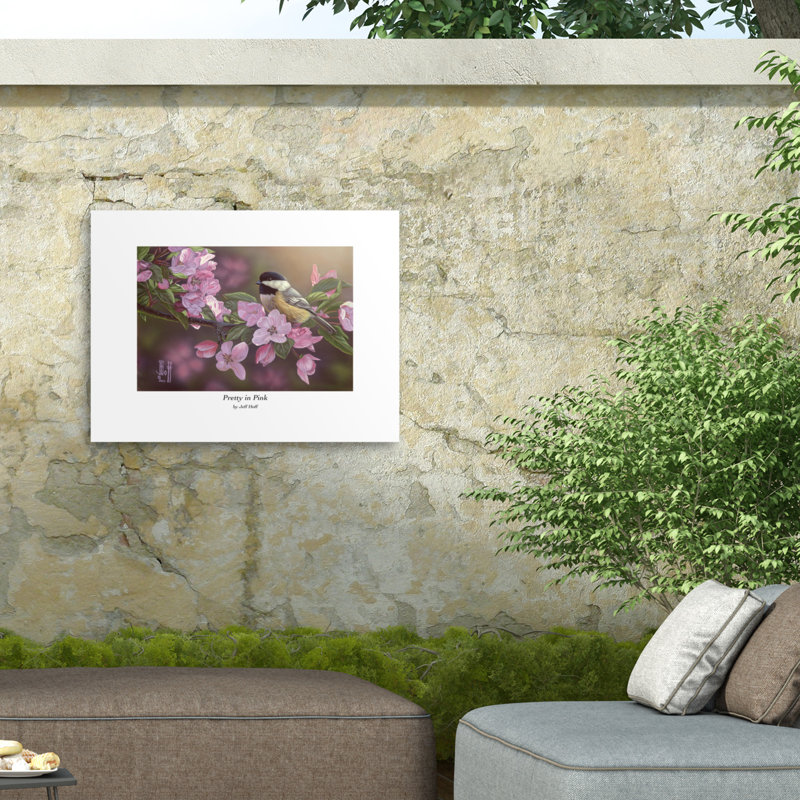 Jeff Hoff, jolie toile d'extérieur rose, H 14 po x l 19 po