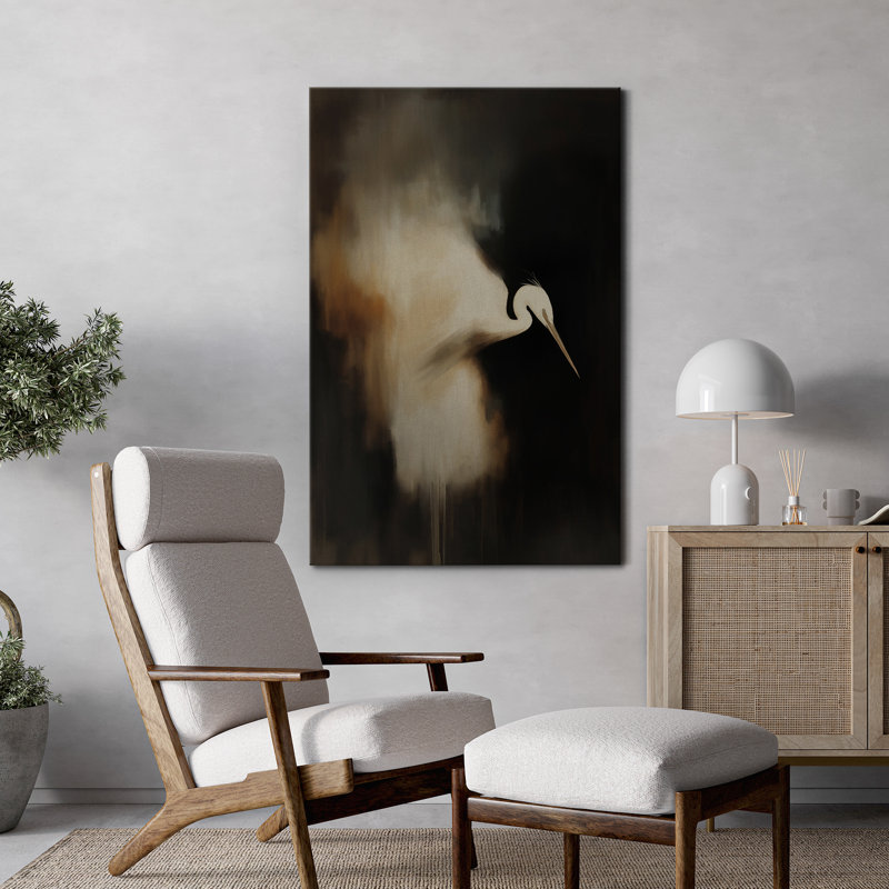 Abstrait héron, reproduction d'art sur toile, H 18 po x l 12 po