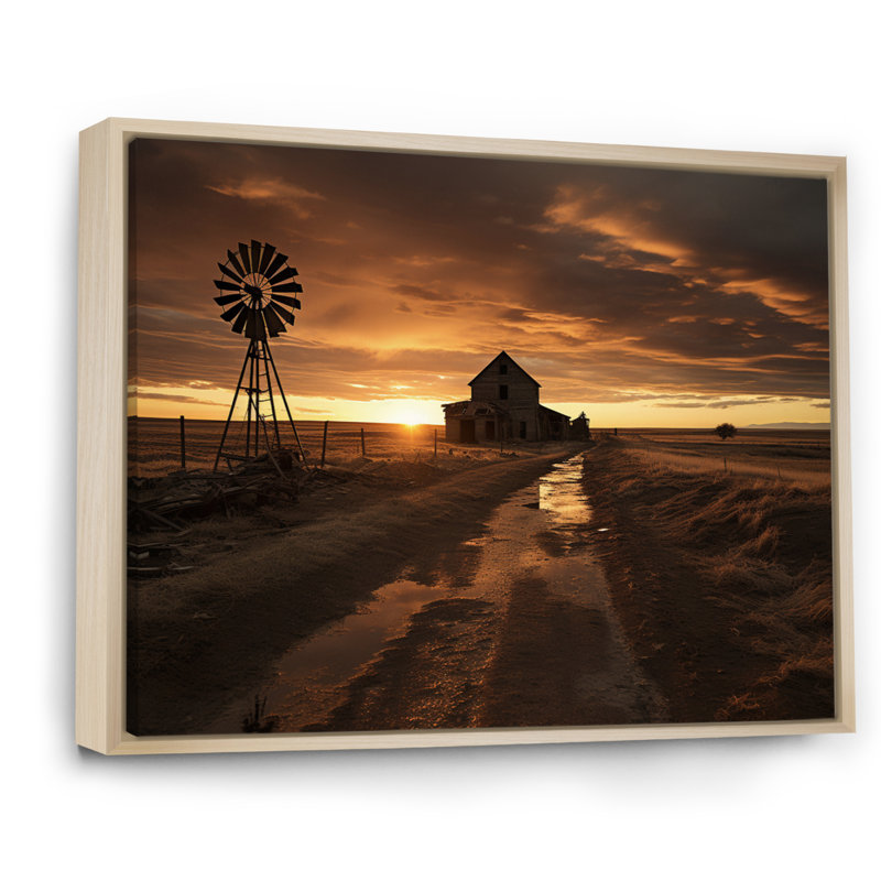 Wind Turbines Country Charm II sur impression sur toile, H 24 po x l 32 po, Cadre naturel flottant