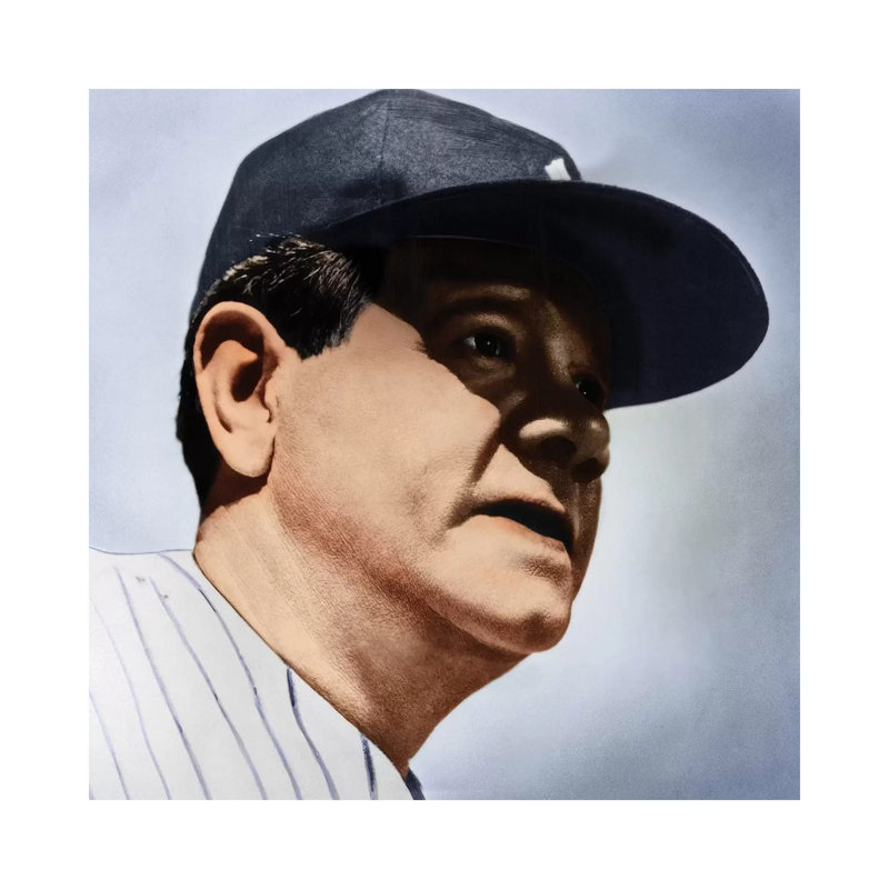 Babe Ruth (1895-1948) 1 Piece Wrapped Canvas Painting, 45.72 cm H x 45.72 cm W x 3.175 cm D