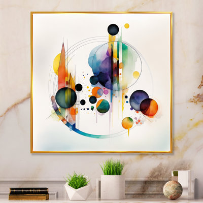 Art géométrique aquarelle multicolore I - art mural abstrait géométrique
