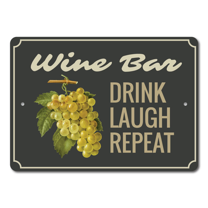 Enseigne de vin en aluminium, H 10 po x l 14 po x P 0,04 po