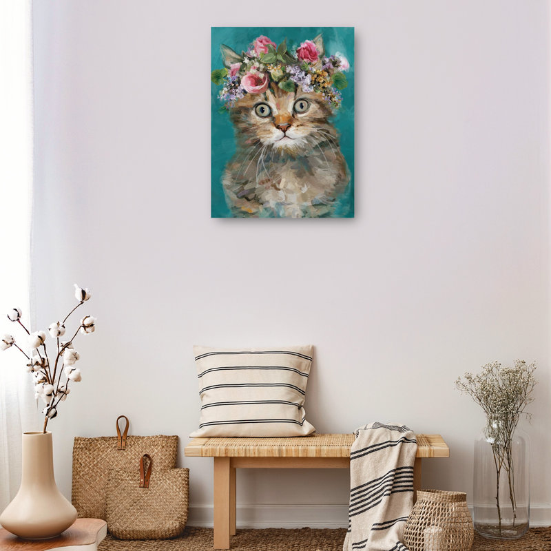 Flower Power Kitty III by Studio Arts Canvas Art Print