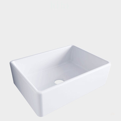 28 Inch Ceramic Porcelain Farmhouse Sink, Durable Single Bowl Basin for Modern Kitchens, Heat and Scratch Resistant