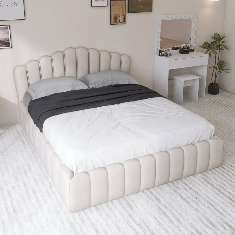 Tête de lit en velours capitonné pour lit double