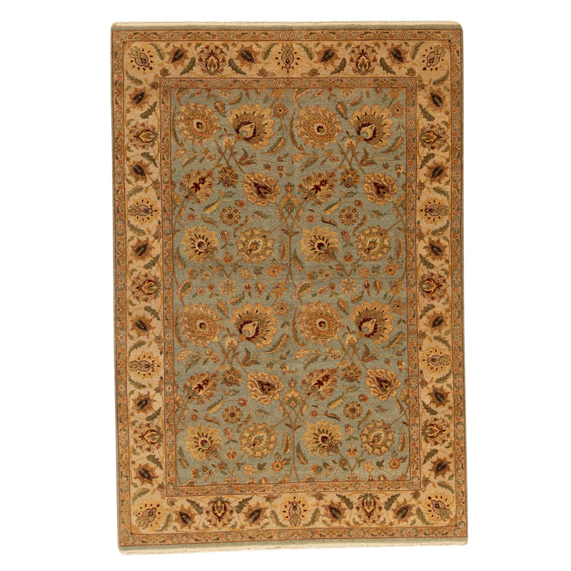 Tapis unique bleu, rouge et jaune de 6 pi x 8 pi 9 po