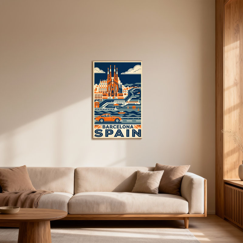 Paysages de la ville de Barcelone, Espagne, H 30 po x l 20 po