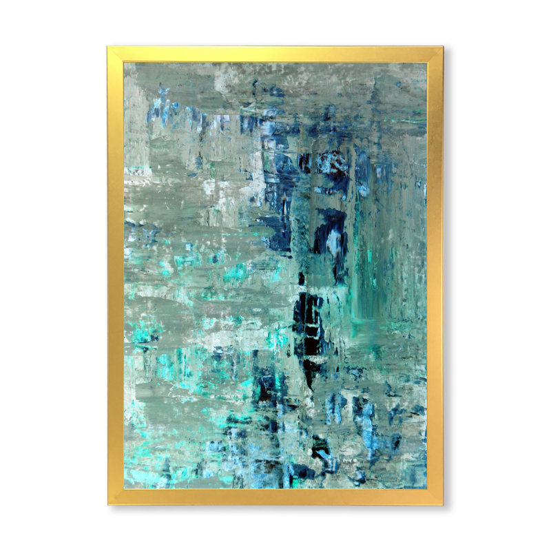 «Blue Meets Turquoise», art abstrait - peinture sur toile encadrée