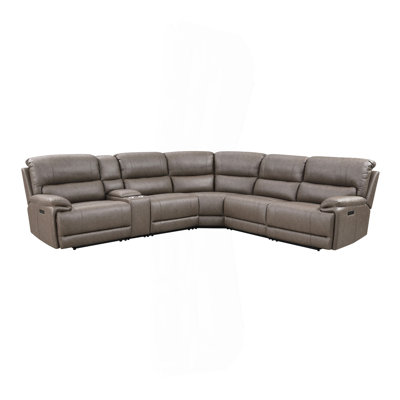 Brown Synthetic Leather Motion Sectional Sofa