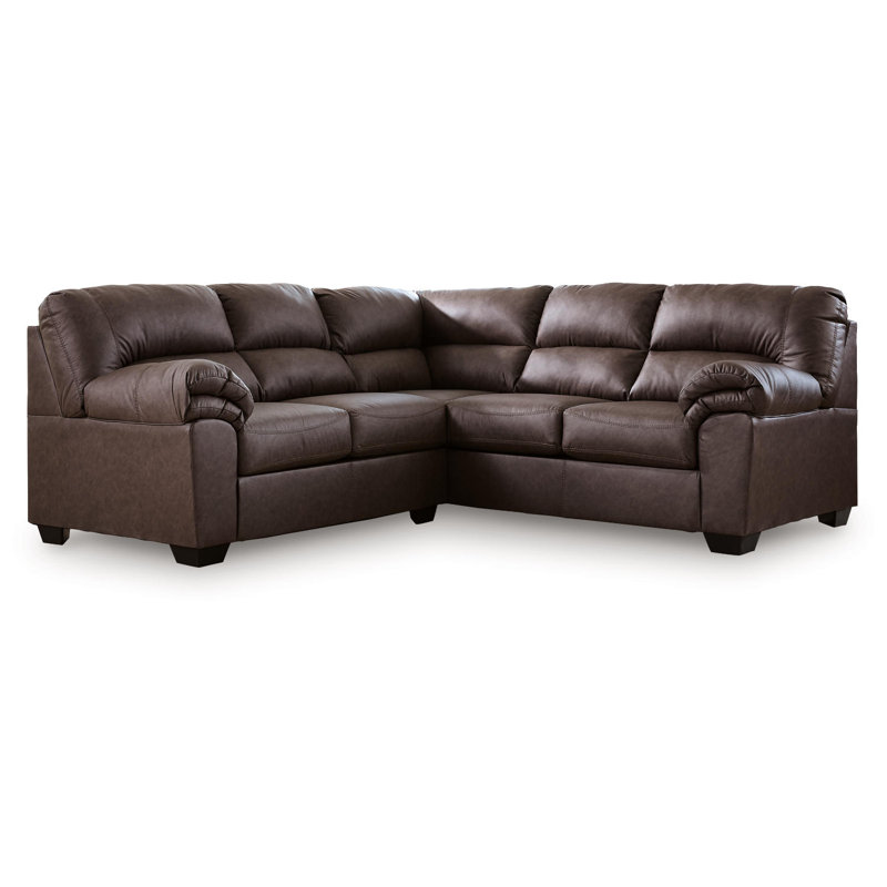 Skandar 2-Piece Sectional, 38" H x 94" W x 92" D, Coffee Faux Leather